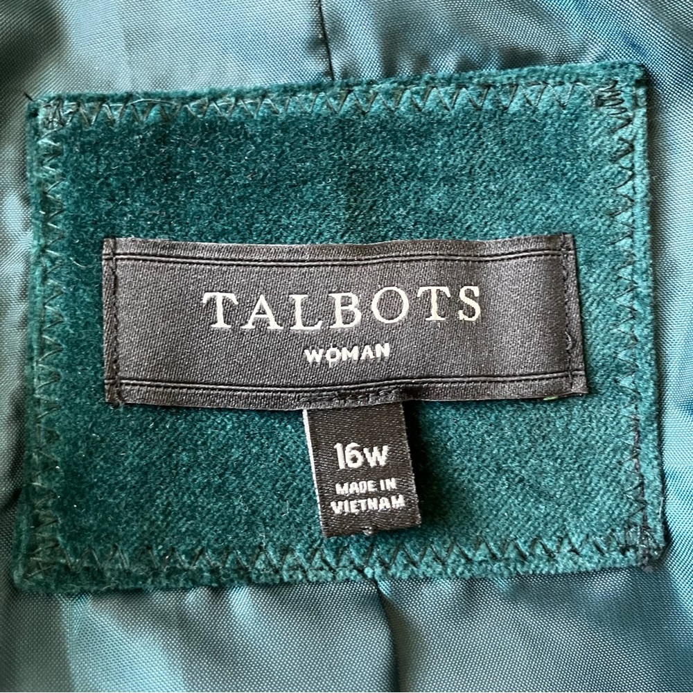 Talbots | Classic Green Velvet Suit Jacket - Picture 7 of 9